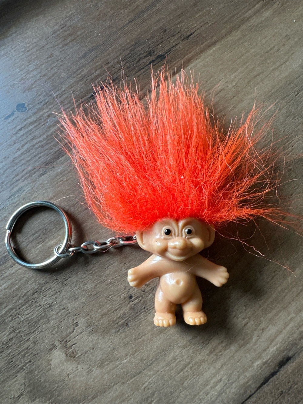 VTG Russ TROLL DOLL Mini Orange Hair KEY CHAIN  Ring LUCKY CHARM Collectible